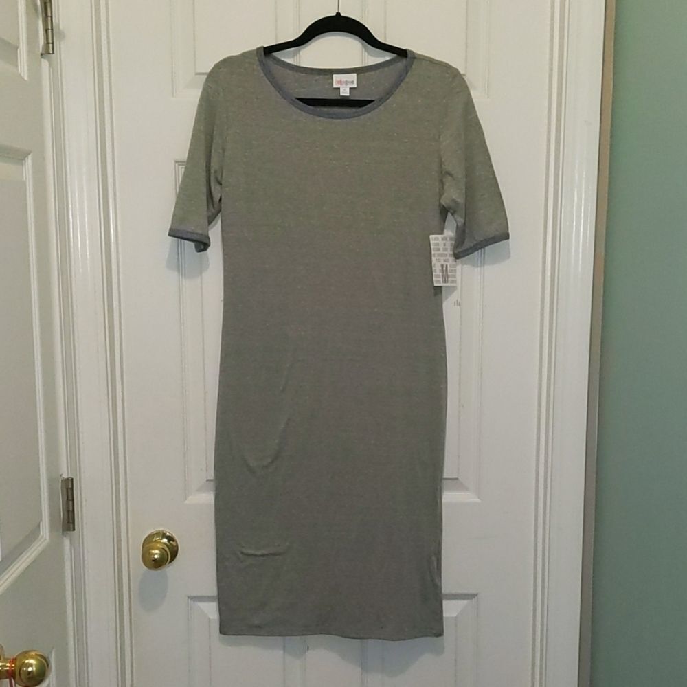 LulaRoe Julia Gray Raglan style Dress Sz M NWT